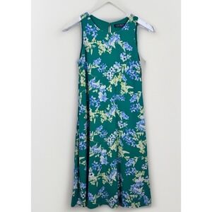 Lauren Ralph Lauren Kelly Green Floral Sleeveless Midi Shift Dress Easter Sz 2-4